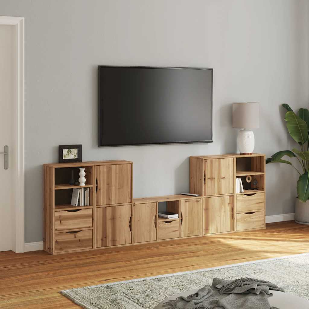 5 Piece TV Units with Storage ODDA Solid Wood Pine